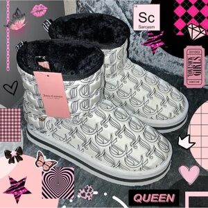 Juicy Couture Women's Monogrammed Black & White Boots (Brand New)